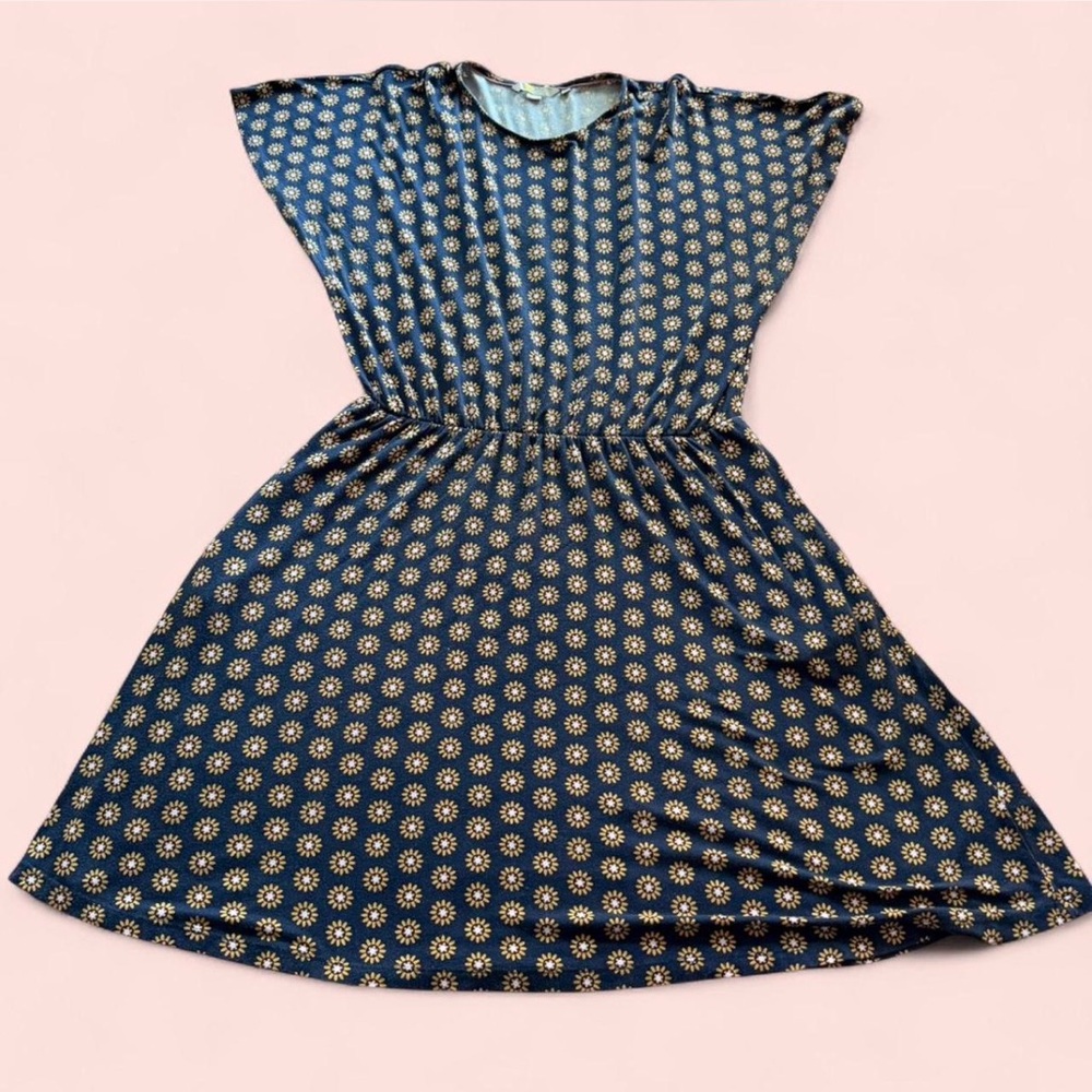 Boden Navy Short Sleeve Stretchy Floral Dress (14)